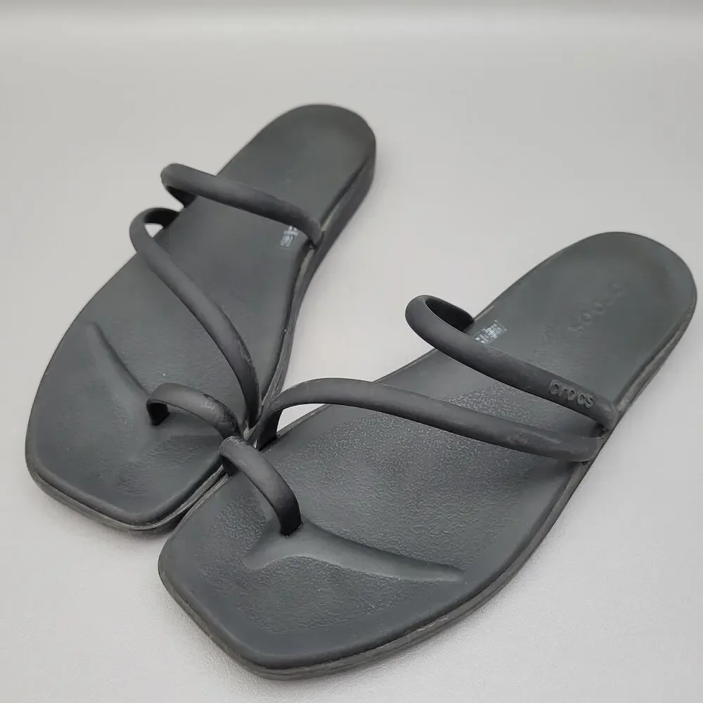 Crocs Miami Toe Loop Sandal Women Size 11 Black Comfortable Support Stylish